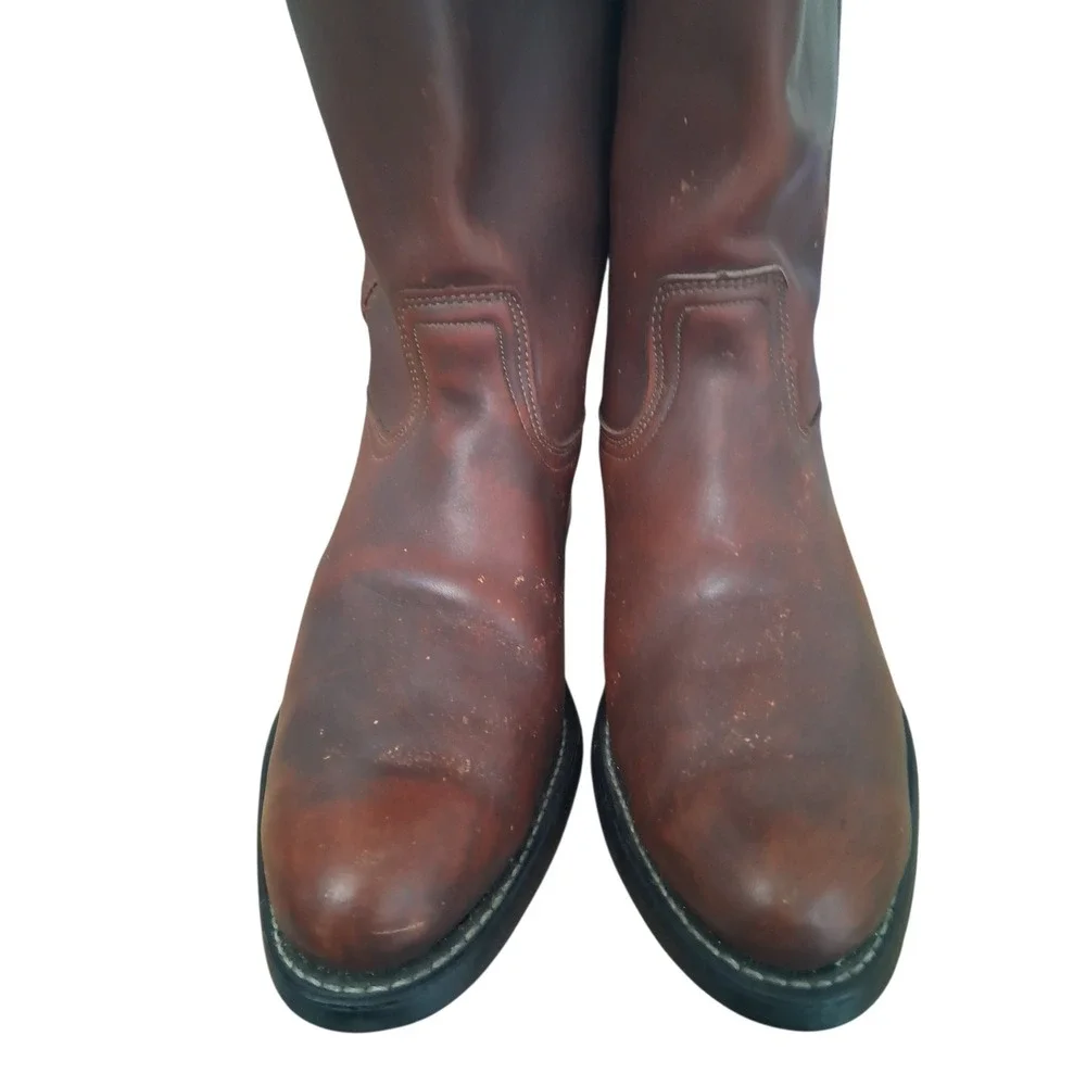 Vintage Vulcan Western Mens‎ size 8½D Smooth Leather Cowboy Boots Oil Resistant